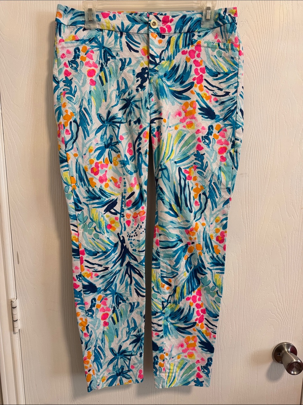 Lilly Pulitzer Kelly Skinny Ankle Pants Serene Blue Tippy Top Print Women's 6